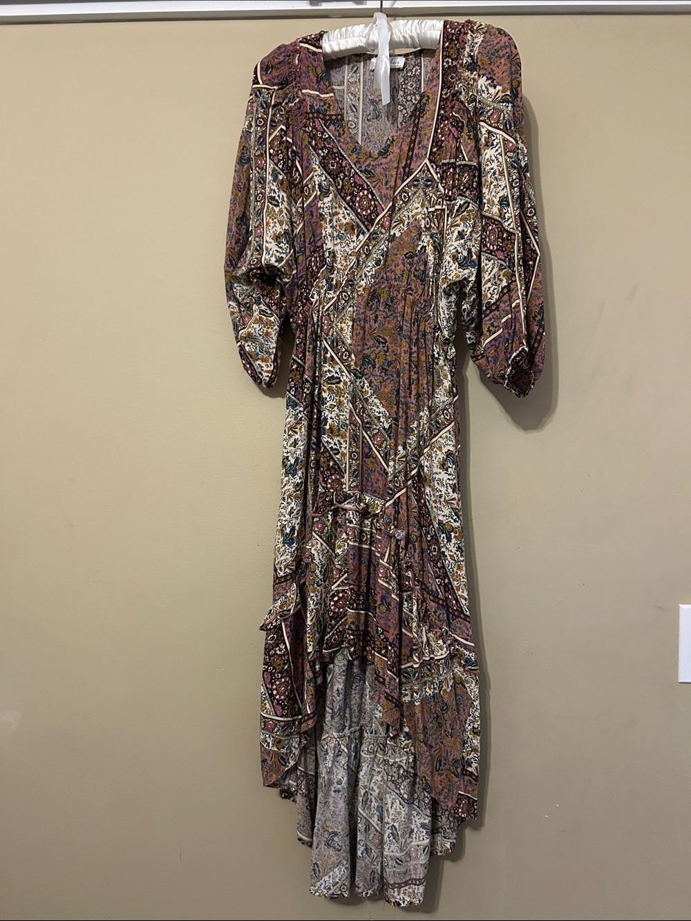 Boho Paisley High-Low Maxi Dress in Rust Floral